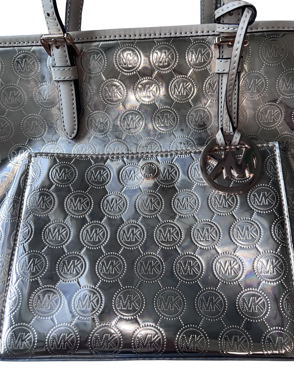 Michael Kors Rose Gold Embossed Logo Jet Set Tote - Picture 3 of 13